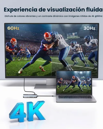 Vista 2 de ABLEWE USB C Hub Ethernet, Hub USB C multipuerto a HDMI, Adaptador USBC 8 en 1 de 4K@60Hz, 1000Mbps, PD de 100W, 3 puertos USB 3.0, estación