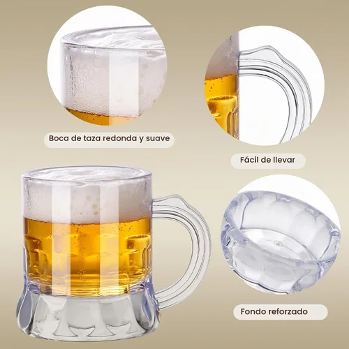 Vista 3 de Breroa 24 piezas de mini tazas de cerveza de plástico de 1 onza, vasos de chupito con asas, vasos transparentes reutilizables de degustación