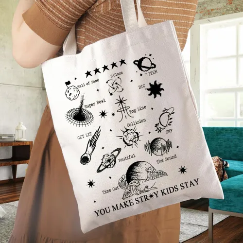 Vista 7 de WCGXKO Korean Music Lover Gift Boy Band Inspired Canvas Tote Bag for Fandom