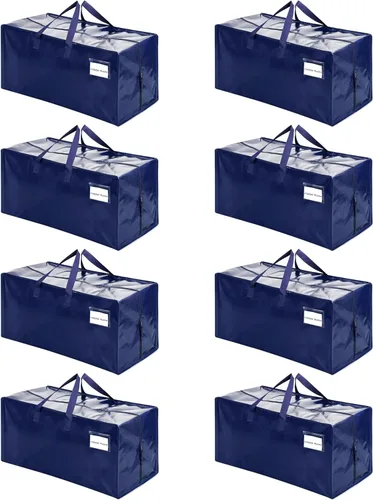 Vista 29 de VENO Paquete de 2 bolsas de mudanza, correas de mochila, mudanza, cajas de almacenamiento universitario, con tapas, resistentes, extragrandes, asas