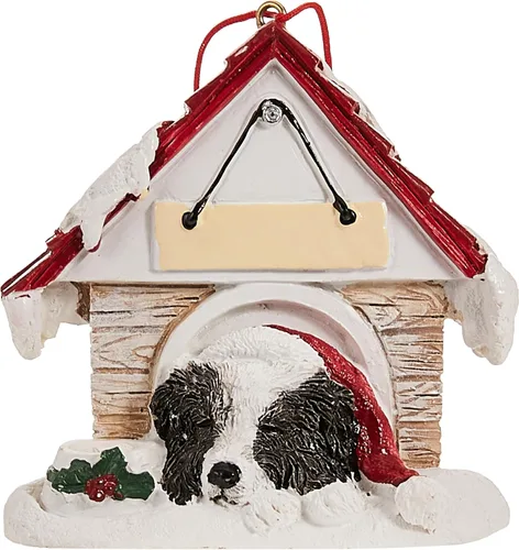 Vista 2 de Adorno Border Collie, un gran regalo para los propietarios de Border Collie pintado a mano y fácilmente personalizado "adorno de caseta de perro