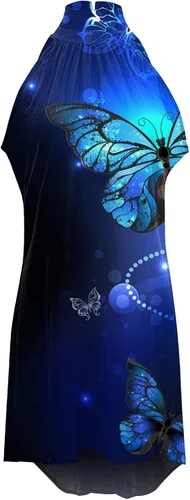 Vista 2 de Women's Summer Dresses Fashion Casual Halter Neck Sleeveless Print Temperament Beach Dress Resort Wear 2023, S-2XL