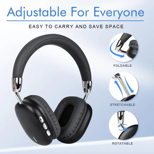 Vista 2 de AYI Auriculares inalámbricos Bluetooth de alta calidad con micrófono, sonido estéreo de alta fidelidad, plegable, recargable, compatible