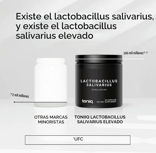 Vista 3 de Toniiq 100 mil millones de UFC Lactobacillus Salivarius Probiótico Recuento de UFC verificado más alto – Probado en laboratorio de terceros