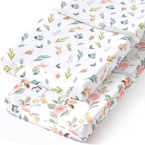 Vista 60 de Pack n Play Sheets BROLEX - Juego de 2 sábanas para cuna, juego de sábanas elásticas y portátiles para cuna, funda de colchón convertible
