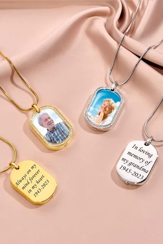 Vista 6 de Fanery Sue Collar de urna para cenizas humanas, collar de urna de cristal de corazón para cenizas, collar de urna personalizado para cenizas, urna