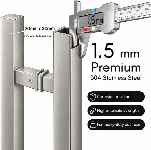 Vista 6 de Square H-Type Door Pull 84" Satin (85mm Bolt)