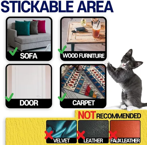 Vista 7 de HA SHI Protector de arañazos para gatos: hojas de protección de muebles o cinta adhesiva, gran cobertura, seguro para mascotas (doble cara)