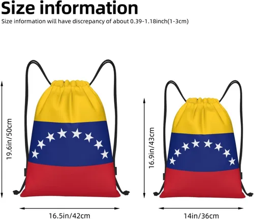 Vista 4 de Mochila Venezuela con cordón para yoga, playa, ligera, gimnasio, deportes, cuerda, bolsa venezolana, decoración al aire libre, Negro