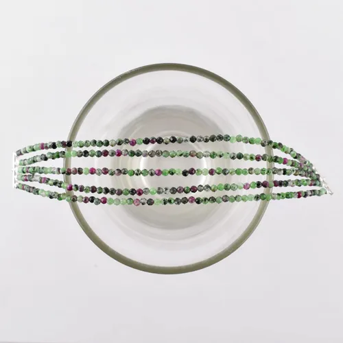Vista 6 de YANARA Gemstone Bracelets For Women Birthstone, Natural Gemstone Layered Micro-Beads, Dainty Handmade Jewelry Chakra Energy Healing Crystals Silver