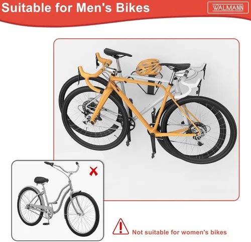 Vista 3 de WALMANN Soporte horizontal para bicicleta montado en la pared, plegable que ahorra espacio para 4 bicicletas, almacenamiento interior de bicicletas