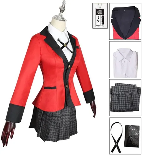 Vista 6 de Disfraz de Kakegurui de Jabami Yumeko para mujer, falda plisada uniforme para uniforme escolar, traje para fiesta de Halloween