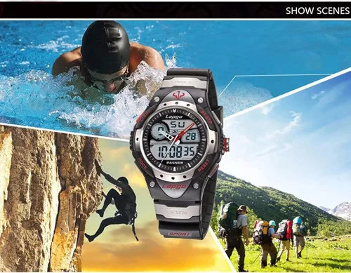 Vista 3 de PASNEW Digital Watch Sport Watches for Boys Outdoor Waterproof with Alarm Stopwatch Military Students Dual Time Big Dial Wrist Watch Casual Teenage