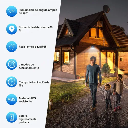 Vista 2 de Luces solares para exteriores [42 LED/3 modos de trabajo], SEZAC luces solares de seguridad con sensor de movimiento solar, inalámbricas, IP 65