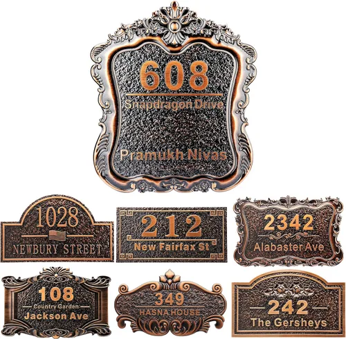 Vista 18 de Placa personalizada de dirección de casa de 12 pulgadas, números fundidos para exteriores, placa de señal de dirección personalizada con nombre