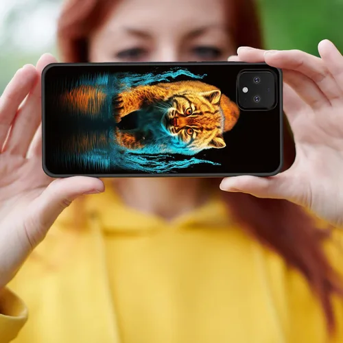 Vista 5 de Funda protectora para Pixel 4 XL, funda protectora de silicona antiarañazos de TPU premium para Google Pixel 4 XL, leopardo en el agua