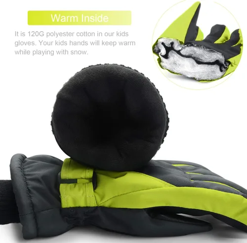 Vista 5 de ThxToms Guantes de invierno para niños, impermeables, guantes de nieve para niños y niñas, clima frío, deportes al aire libre, snowboard, bicicleta
