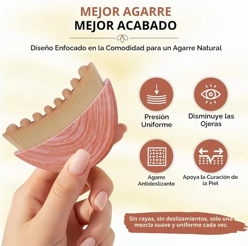 Vista 9 de Cepillo facial de contorno linfático 3PCS con herramienta Guasha de acero Rosa