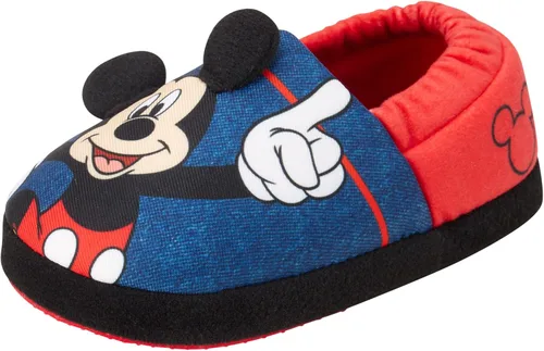 Vista 4 de Disney Pantuflas de Mickey Mouse para niños, acogedoras pantuflas de felpa mullidas antideslizantes, antideslizantes para niños (bebéniño pequeño)