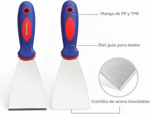 Vista 4 de WORKPRO Juego de cuchillos de masilla de acero inoxidable de 4 piezas