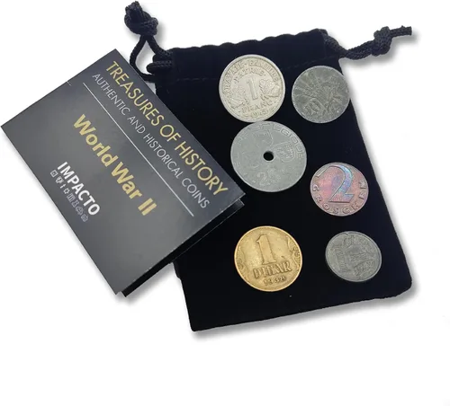 Vista 10 de Moneda Mundial de la Segunda Guerra Mundial - 6 monedas utilizadas durante la Segunda Guerra Mundial por Allies & Axis (1939-1945). Memorabilia