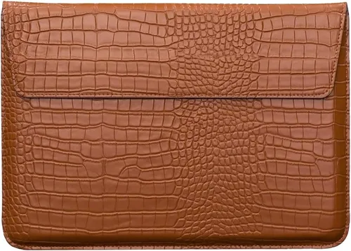 Vista 6 de 13-13.6 "cocodrilo PU cuero portátil manga bolsa de transporte con Marrón oscuro