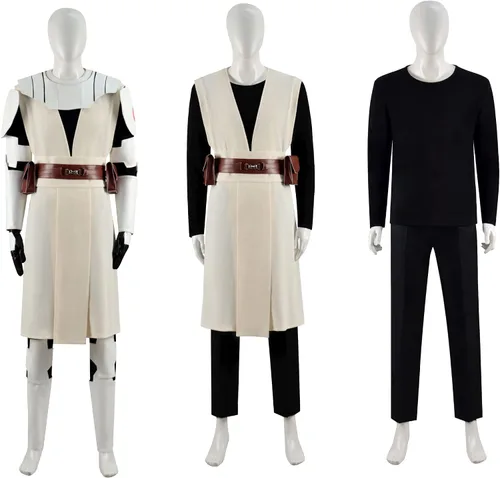 Vista 4 de Disfraz completo de Obi Wan Kenobi para adultos, uniforme de Halloween, disfraz de Jedi para hombres