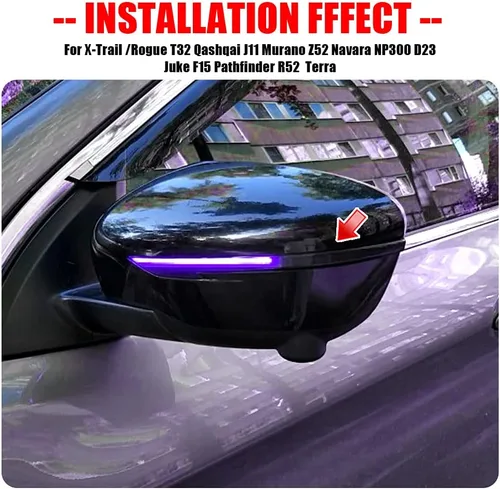 Vista 7 de Conjunto de 2 luces intermitentes dinámicas secuenciales LED intermitentes para espejo lateral compatible con Nis-san X-Trail T32 Ro-gue Qashqai J11