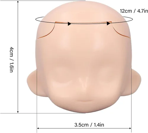 Vista 2 de Cabeza de muñeca en blanco 1/12 de silicona extraíble de repuesto Blanco normal