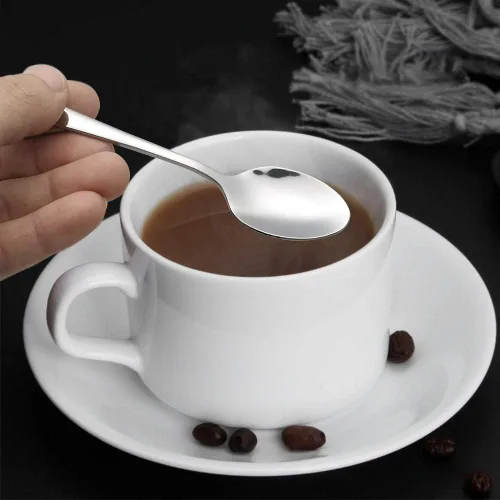 Vista 4 de Asking Cucharas de café Demitasse de 12 piezas, mini cuchara de café, 5.04 pulgadas Cuchara pulida espejo cubiertos, cucharas pequeñas de acero