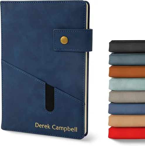Vista 14 de Promot Cuaderno Personalizado - Diario en Cuero A5 con Páginas Rayadas para Hombres y Mujeres - Cuaderno Ejecutivo de Tapa Dura, Diario Diario