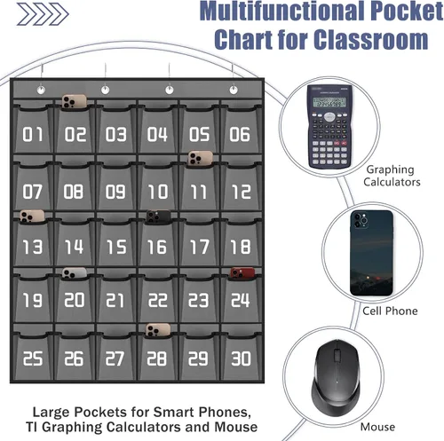 Vista 4 de Loghot Accesorios para el Aula Organizador de Bolsillos para Armario Portador de Teléfonos Celulares Organizador Colgante de Pared y Puerta