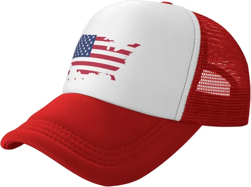 Vista 2 de Sombrero de bandera estadounidense, sombrero de camionero con bandera de Estados Unidos, sombrero de malla trasera para hombres y mujeres, ajuste