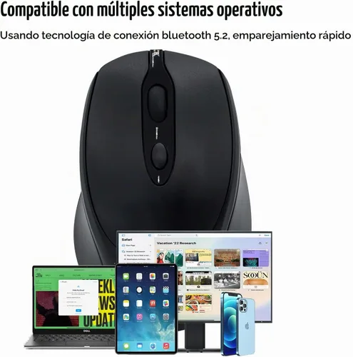 Vista 2 de Bluetooth Mouse,Rechargeable Wireless for Laptop/iPad/MacBook Pro/Air, Silent Mouse Portable Slim for Surface Pro/PC/Lenovo/Samsung Tablet (Black)