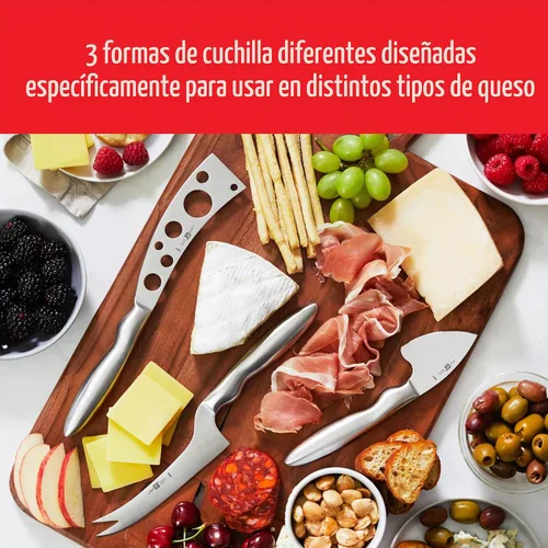 Vista 4 de ZWILLING Colección Juego de cuchillos de queso de 3 piezas para tabla de embutidos, juego de regalo