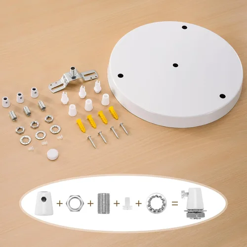 Vista 4 de Kit de toldo de lámpara de araña Canomo de 10 pulgadas con placa de luz de techo y todos los accesorios, incluye gancho, sujetador de cable
