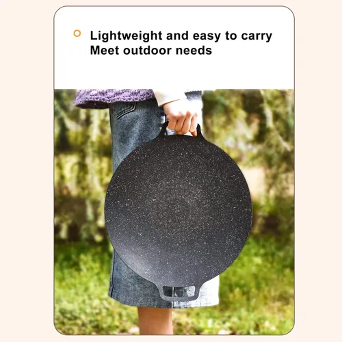 Vista 2 de Sartén coreana, parrilla coreana para barbacoa, sartén circular antiadherente para estufa de exterior del hogar, sartén con revestimiento