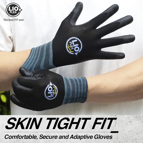 Vista 2 de Guantes de trabajo de seguridad con dedos táctiles, 1 par de guantes de trabajo delgados y ligeros, ideales para trabajadores de almacén