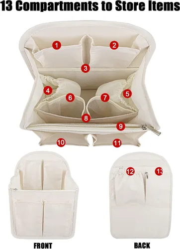 Vista 3 de Organizador de bolsa, bolsa divisora de viaje de tela Oxford para hombres o mujeres, forro ligero para bolsa, bolsa organizadora impermeable