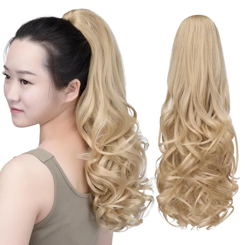 Vista 59 de SYXLCYGG Auburn Clip Cola de caballo Clip Cola de caballo Extensión de cola de caballo ondulado 10 pulgadas 3.5 oz pelo sintético falso pieza