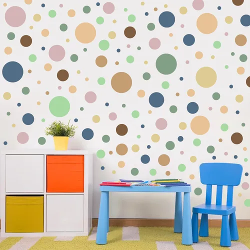 Vista 10 de Calcomanías de pared de lunares coloridos bohemios, calcomanías de pared de arco iris (negro) Peel and Stick,Easily Apply,Removable Dots,Multiple