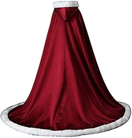 Vista 2 de Capa de boda para capucha nupcial, capa de piel para mujer, poncho de longitud completa