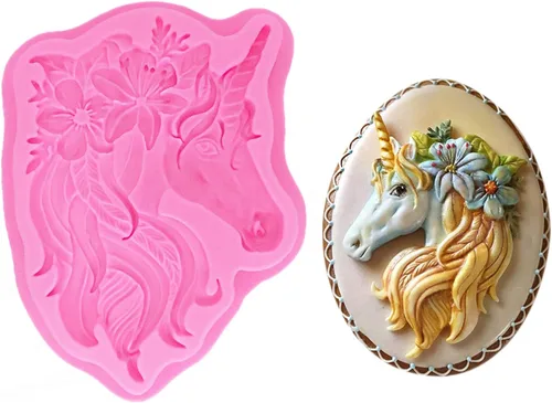 Vista 11 de Moldes de silicona de unicornio Fondant Unicorn Cake Decor Moldes de arcilla Moldes de mazapán para cupcakes Sugarcraft Chocolate Polímero Arcilla