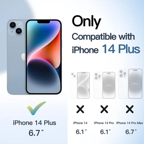 Vista 2 de JETech Funda para iPhone 14 Plus de 6.7 pulgadas, a prueba de golpes, marco de TPU mate de color sólido, parte trasera transparente antiarañazos