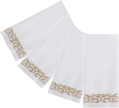 Vista 7 de FOCUSLINE 100 toallas de baño con tacto de lino, toallas de mano desechables suaves y absorbentes para invitados, toallas de papel tipo tela