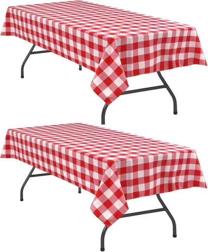 Vista 16 de Hiasan - Mantel cuadrado a cuadros, 30 x 30 pulgadas, tela impermeable y resistente a las arrugas para picnic, cena y fiesta, tela de poliéster