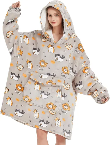 Vista 19 de Fiosnow Sudaderas con capucha de pizza y papas fritas para mujeres y hombres, sudaderas con capucha de tamaño grande para adultos, manta portátil