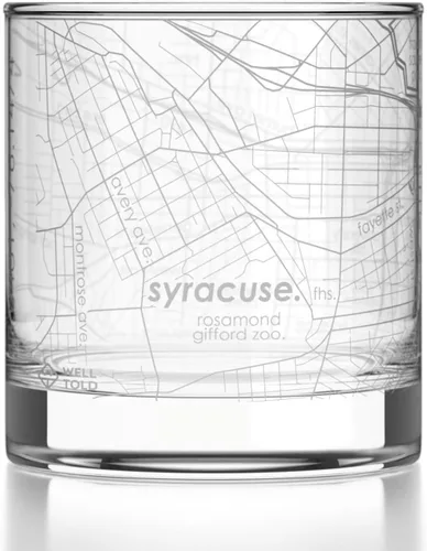Vista 76 de Well Told Vaso de rocas grabado con mapa de Akron, Ohio, cristalería estilo antiguo (325ml, transparente) Vaso de bourbon grabado, regalos