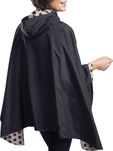 Vista 3 de RainCaper Capa de lluvia para mujer, chaqueta tipo poncho con capucha, reversible, hermosa, ultra suave