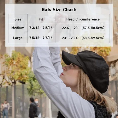 Vista 3 de 2019 New Womens Newsboy - Boina estilo cabbie para mujer, gorra con visera cloche de algodón